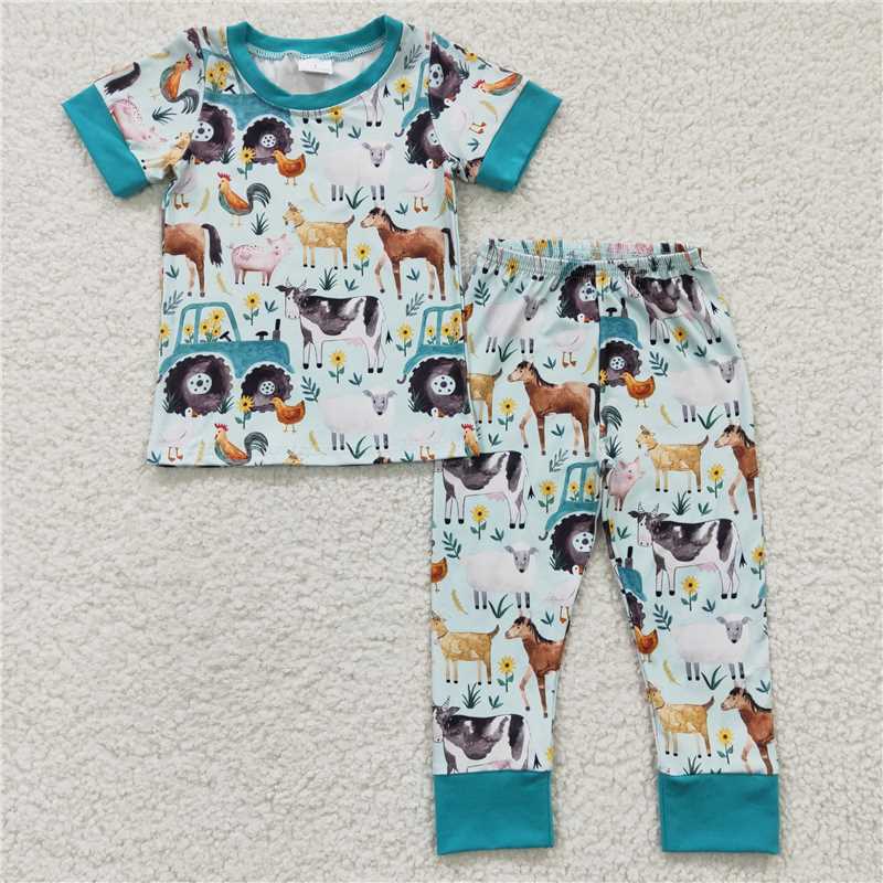 RTS NO MOQ baby Girls Clothes farm pig short sleeve shorts Sets and romper and dress