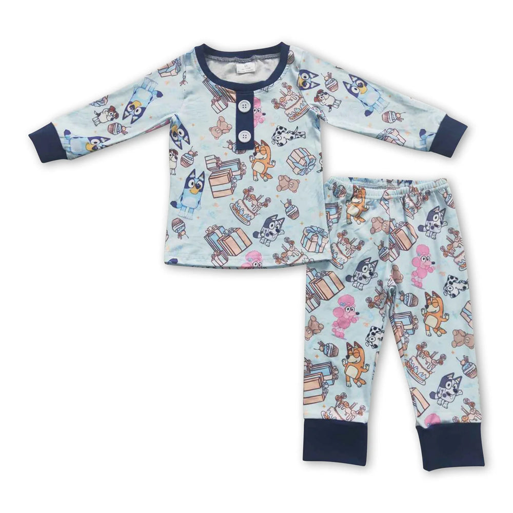 RTS NO MOQ Sibling milk silk Cute Clothes Baby Girls Boys Birthday Party Print Top Matching Pants Clothes Set Hooded Long Sleeve Tops