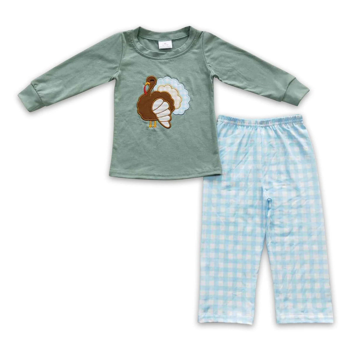 RTS NO MOQ Sibling baby girls boys clothes embroidery turkey long-sleeved trousers suits and rompers