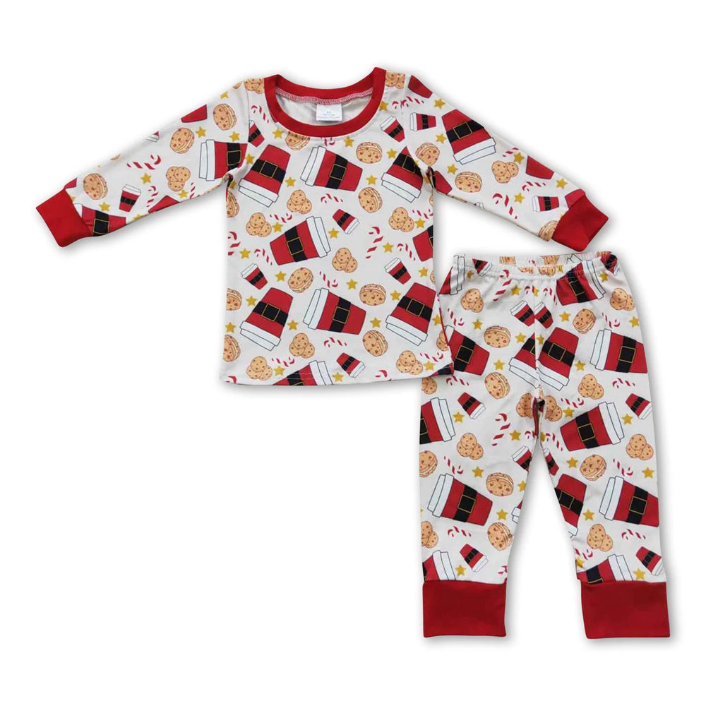 RTS NO MOQ Sibling milk silk Baby Boys Cute Festive Christmas Tree Cake Bamboo Long Sleeve Shirt Pants Outfits