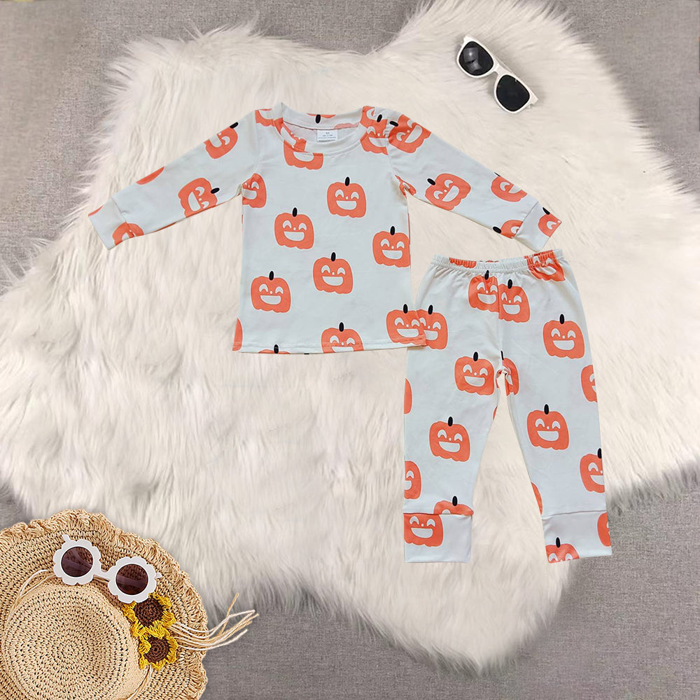 RTS NO MOQ Sibling Baby boys halloween pumpkin long-sleeved trousers suit & romper