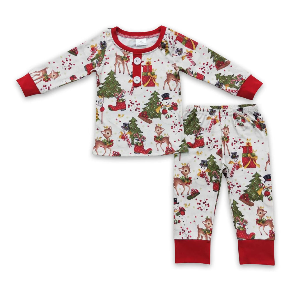 RTS NO MOQ Sibling milk silk Baby Boys Cute Christmas Striped Santa Print Top Pants Holiday Pajamas Sets