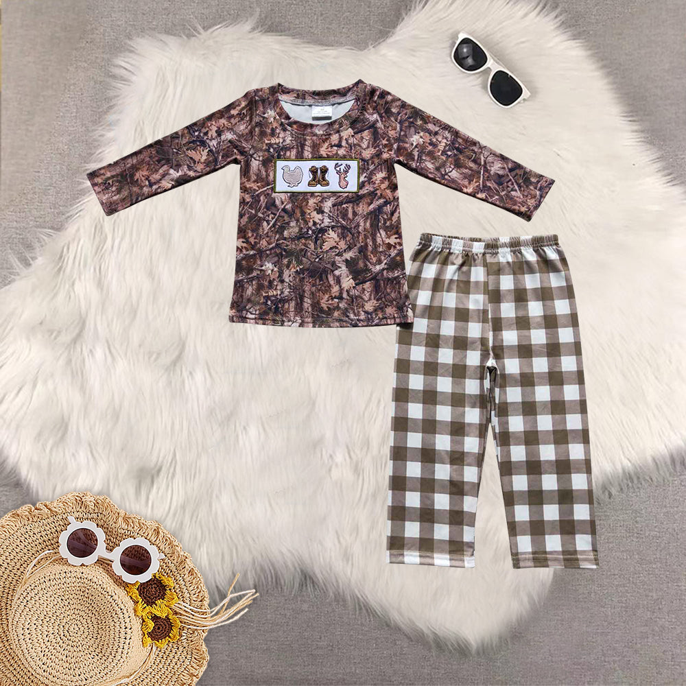 RTS NO MOQ Sibling baby girls boys clothes embroidery turkey long-sleeved trousers suits and romper