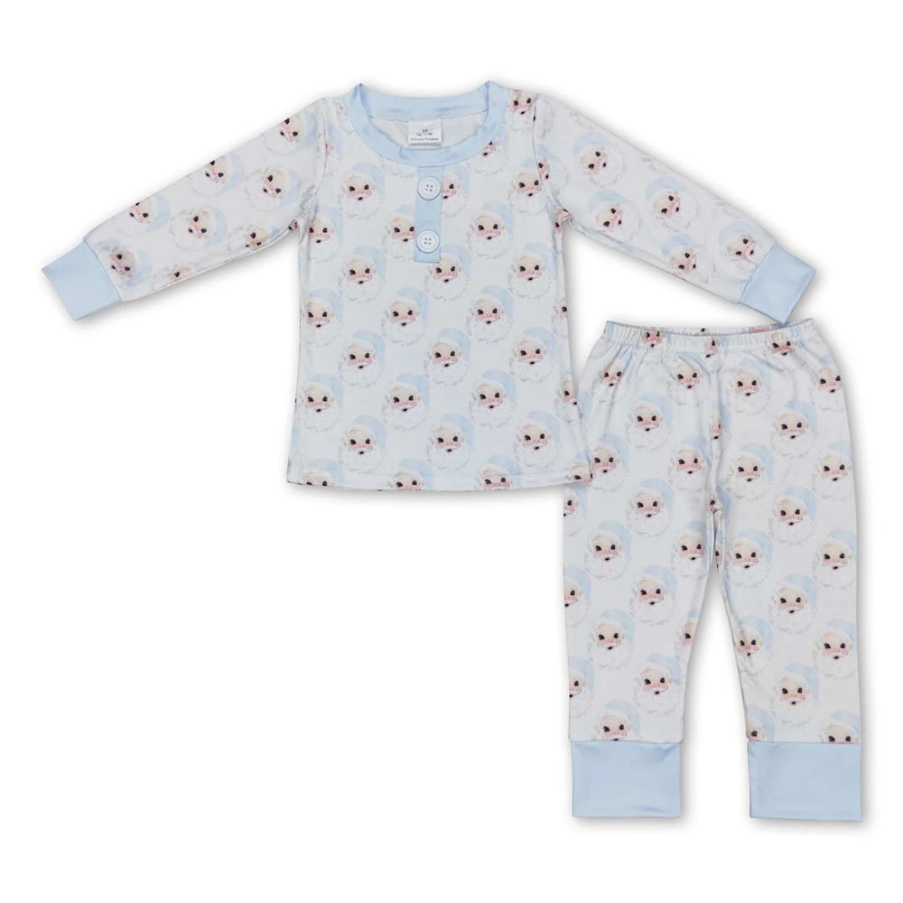 RTS NO MOQ Sibling milk silk Baby Boys Cute Christmas Striped Santa Print Top Pants Holiday Pajamas Sets