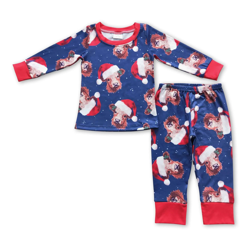 RTS NO MOQ Sibling milk silk Baby Boys Cute Western Christmas Tree Print Top Pants Holiday Photo Matching Pajamas Sets