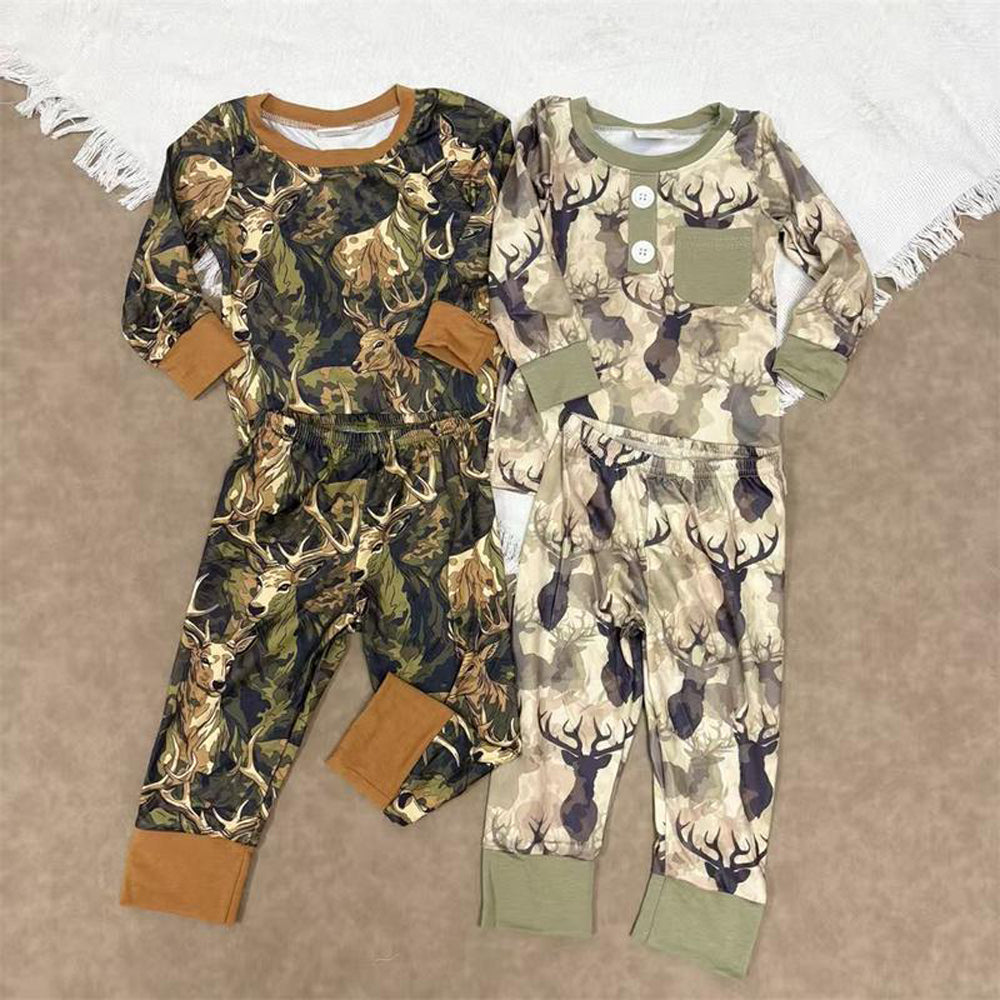 RTS NO MOQ Sibling baby boy clothes camouflage long sleeve pants Sets