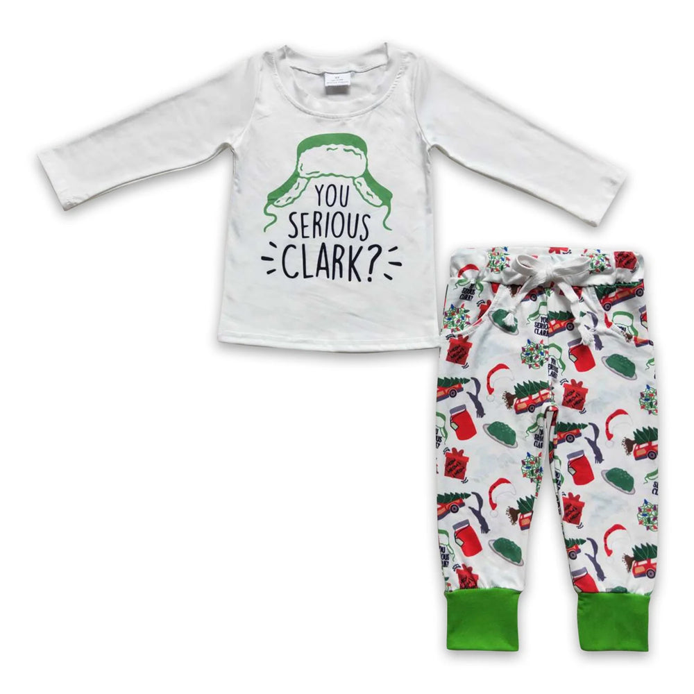 RTS NO MOQ Sibling milk silk Baby Boys Cute Truck Christmas Tree Bamboo Pajama Top Pants Sleep Clothes Sets