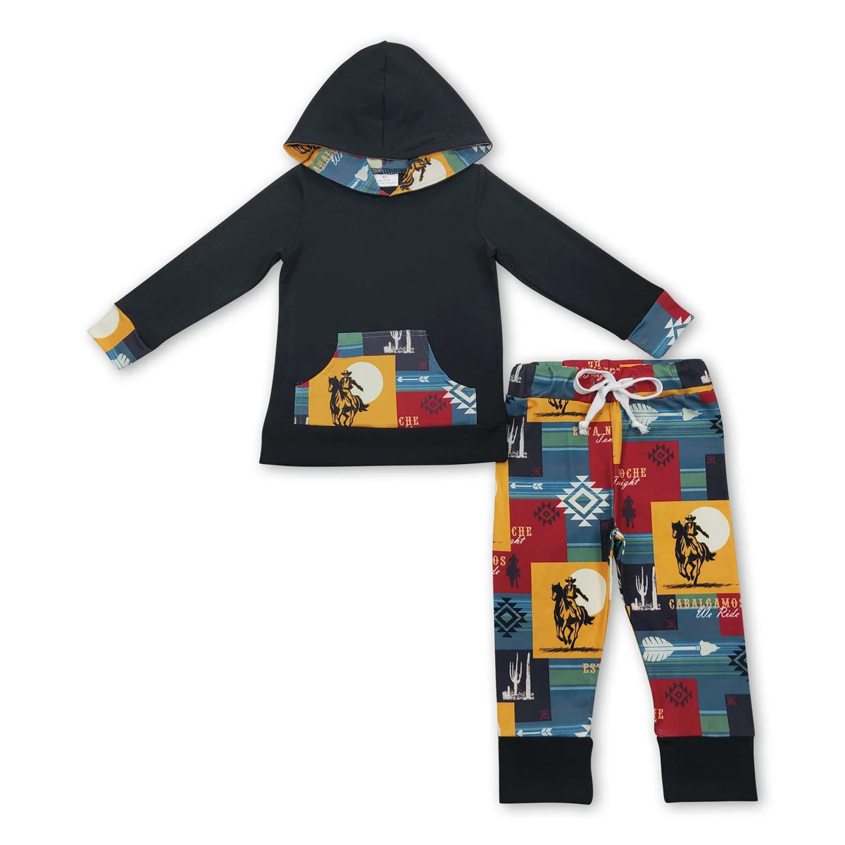 RTS NO MOQ Sibling baby boy clothes hooded long sleeve Clothes Set