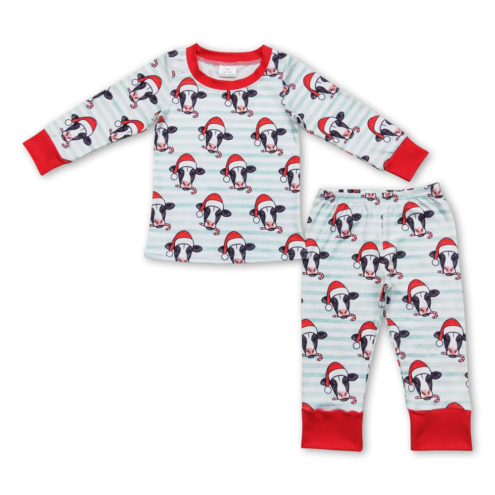 RTS NO MOQ Sibling milk silk Baby Boys Cute Festive Christmas Tree Cake Bamboo Long Sleeve Shirt Pants Outfits