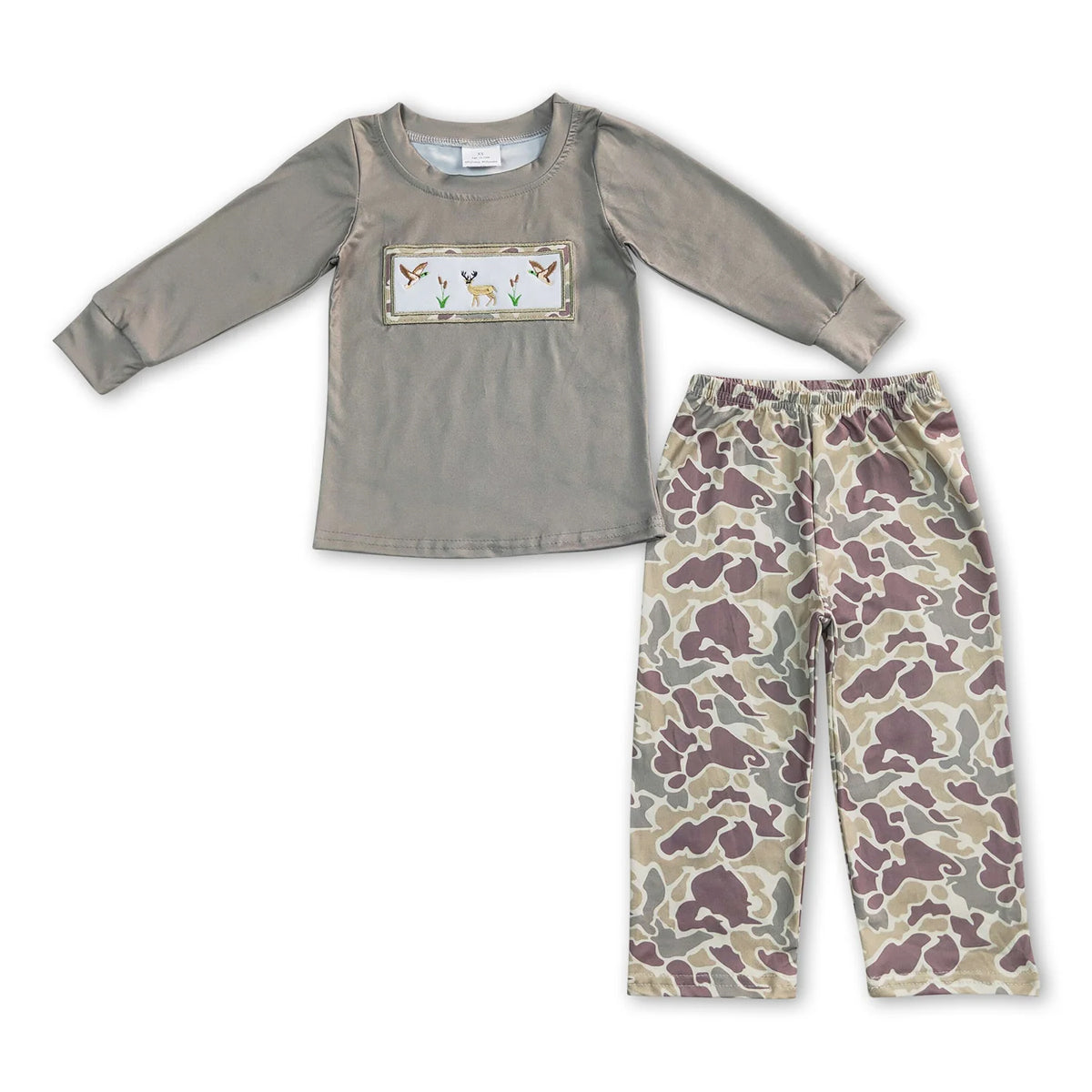 RTS NO MOQ Sibling baby girls boys clothes embroidery deer head Christmas long-sleeved suits