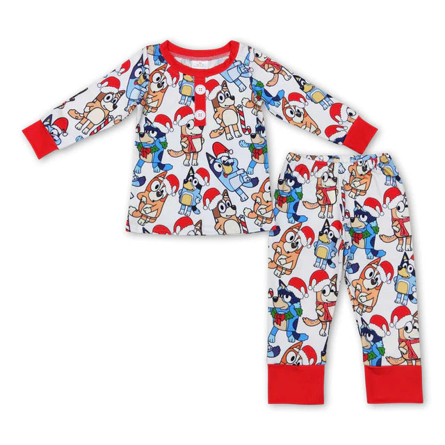RTS NO MOQ Sibling milk silk Cute Clothes Baby Boys Cute Green Holiday Top Pants Pajama Set