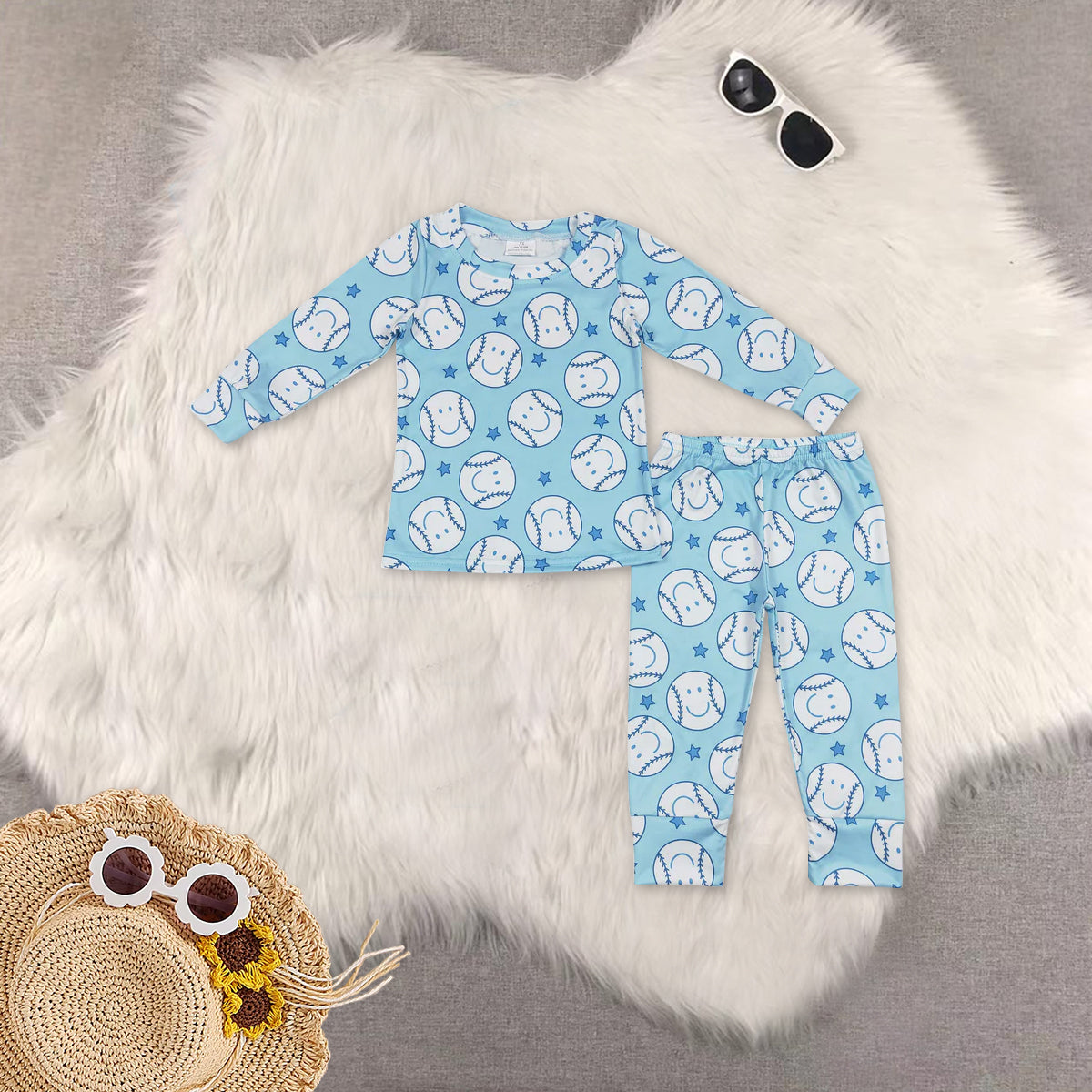 RTS NO MOQ Sibling Baby boy Clothes baseball long-sleeved pants sets