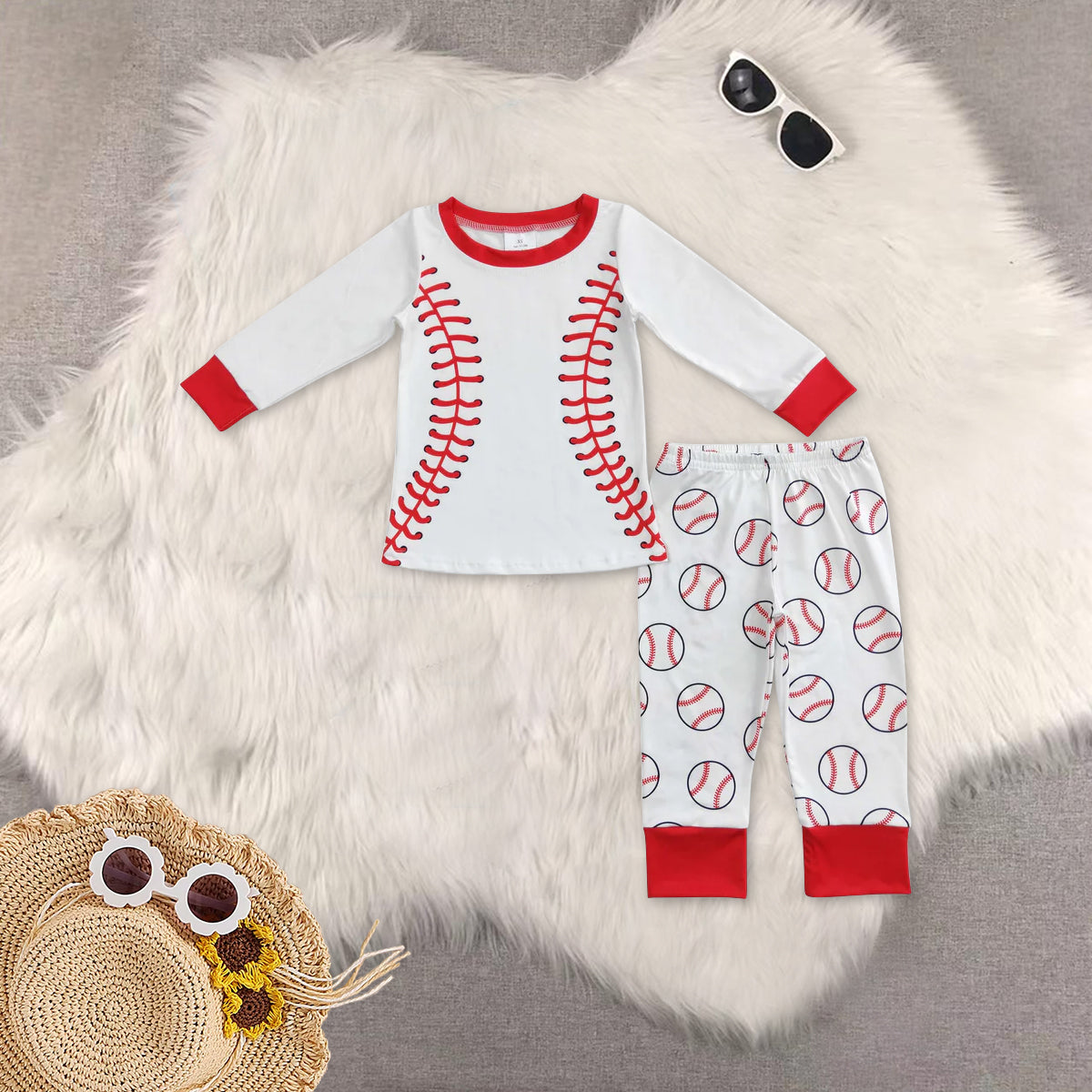 RTS NO MOQ Sibling Baby boy Clothes baseball long-sleeved pants sets