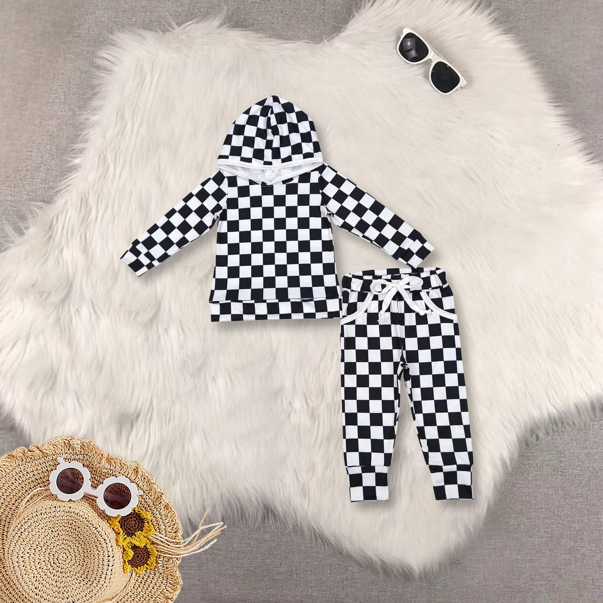 RTS NO MOQ Sibling baby boy clothes plaid long-sleeved trousers suits