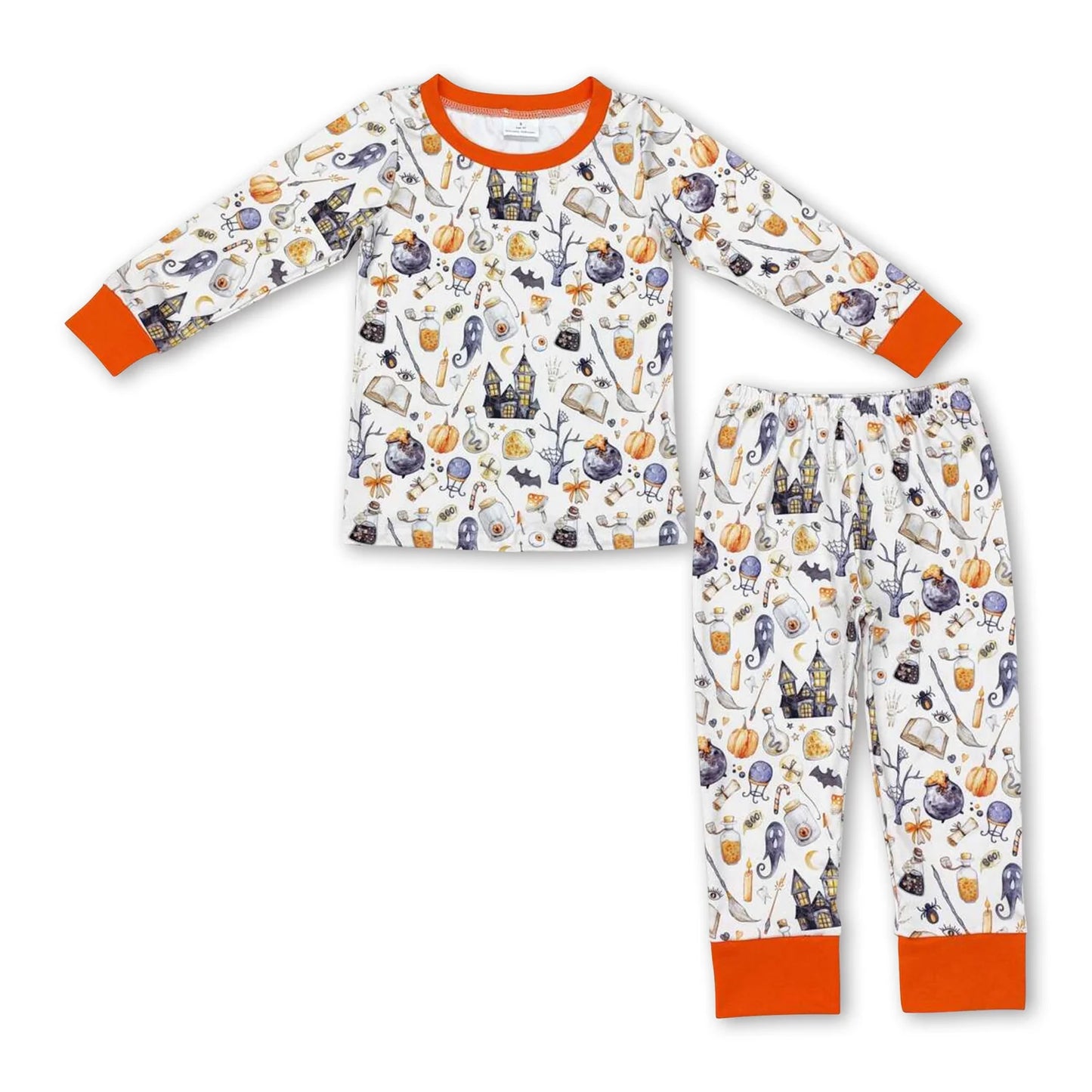 RTS NO MOQ Sibling milk silk Baby Girls Boys Halloween Long Sleeve Top Pants Pajamas Clothes Sets