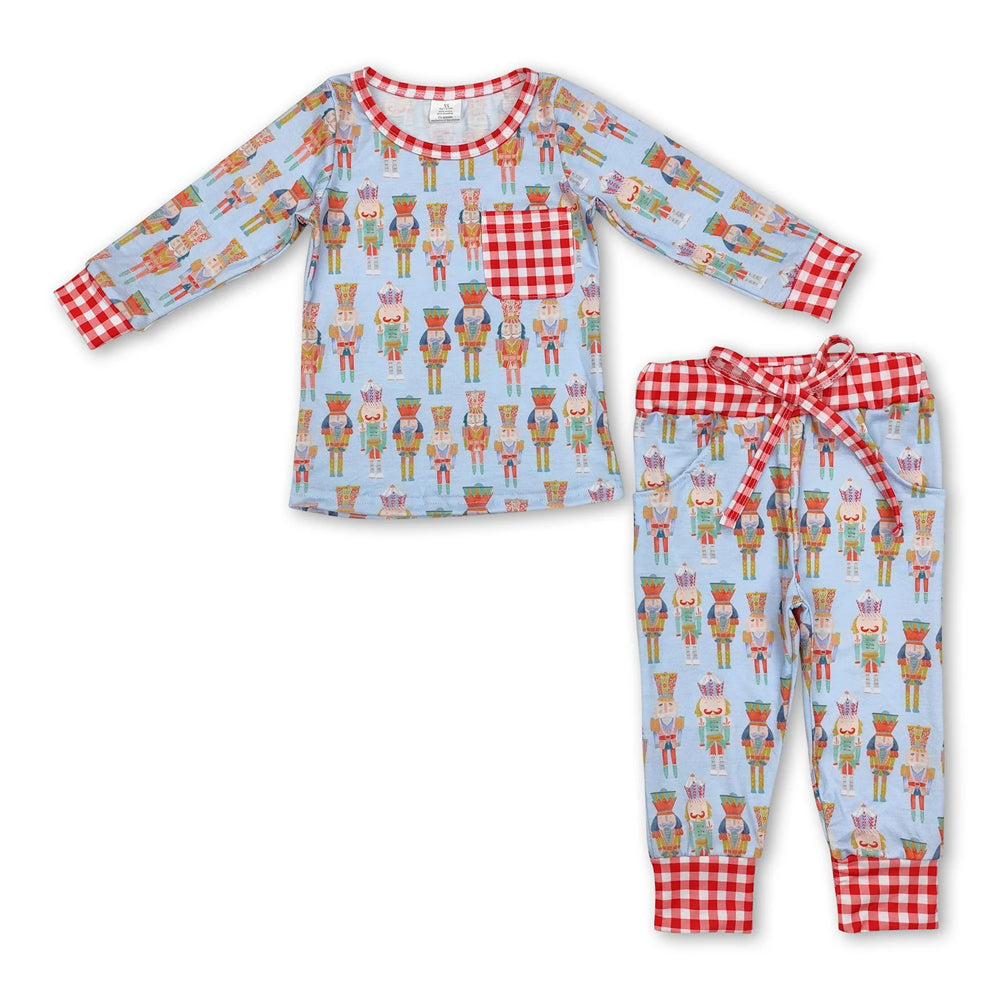 RTS NO MOQ Sibling milk silk Cute Clothes Baby Boys Cute Christmas Print Long Sleeve Top Elastic Waist Pants Two Piece Holiday Pajamas Sets