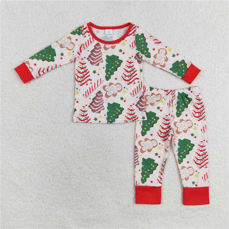 RTS NO MOQ Sibling milk silk Baby Girls And Boys Christmas Pajamas Cute Holiday Print Long Sleeve Sleep Set