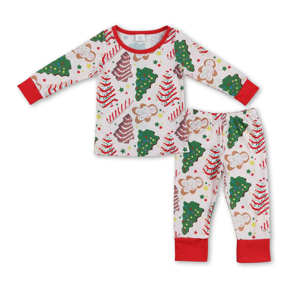 RTS NO MOQ Sibling milk silk Baby Boys Cute Festive Christmas Tree Cake Bamboo Long Sleeve Shirt Pants Outfits