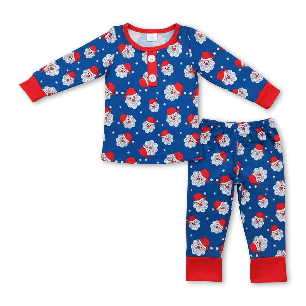RTS NO MOQ Sibling milk silk Baby Boys Cute Christmas Striped Santa Print Top Pants Holiday Pajamas Sets