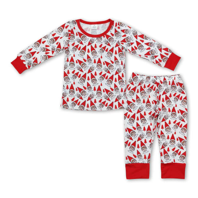 RTS NO MOQ Sibling milk silk Baby Boys Cute Christmas Tree And Star Long Sleeve Two Piece Bamboo Sleepwear Outfit