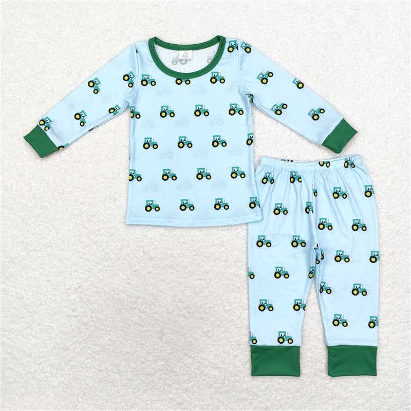 RTS NO MOQ baby Girls Clothes tractor long sleeve pant Sets and romper