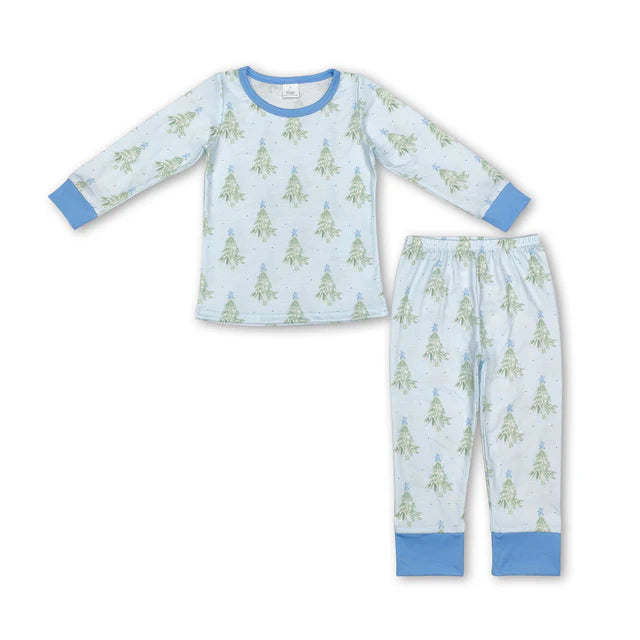 RTS NO MOQ Sibling milk silk Baby Boys Bamboo Fabric Checkered Christmas Shelf Print Pajama Sets