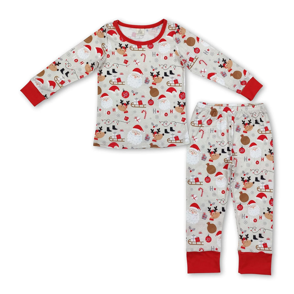 RTS NO MOQ Sibling milk silk Baby Boys Cute Truck Christmas Tree Bamboo Pajama Top Pants Sleep Clothes Sets