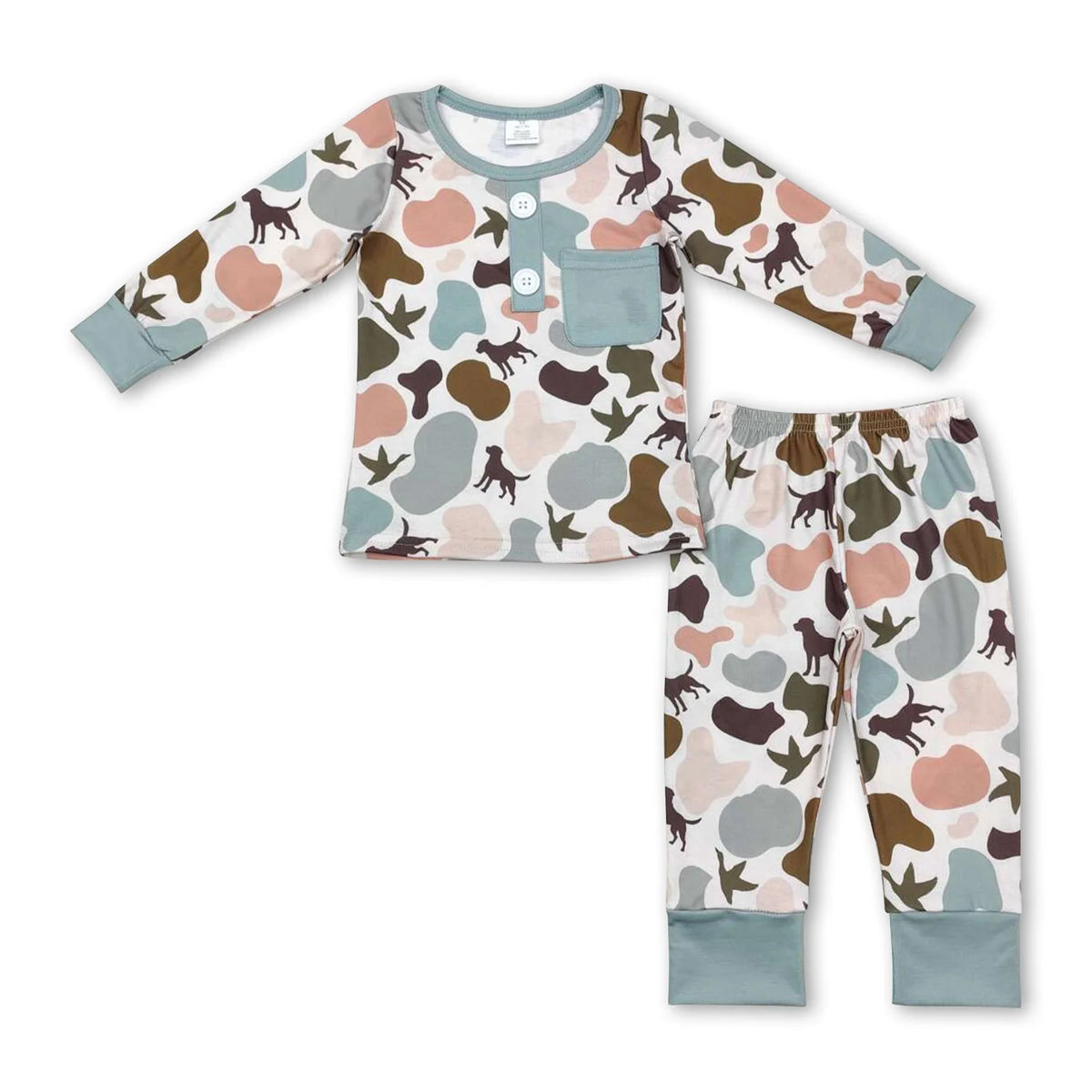 RTS NO MOQ Sibling baby boy clothes camouflage long sleeve pants Sets