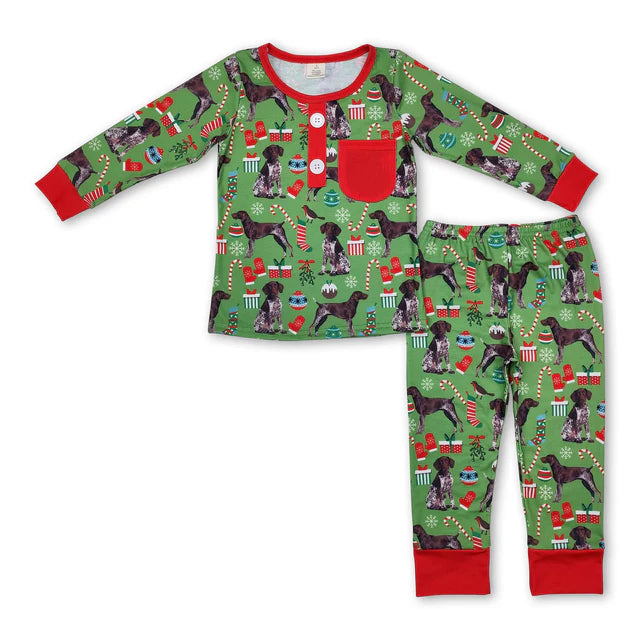 RTS NO MOQ Sibling milk silk Baby Boys Bamboo Fabric Western Santa Cactus Christmas Top And Pants Sets