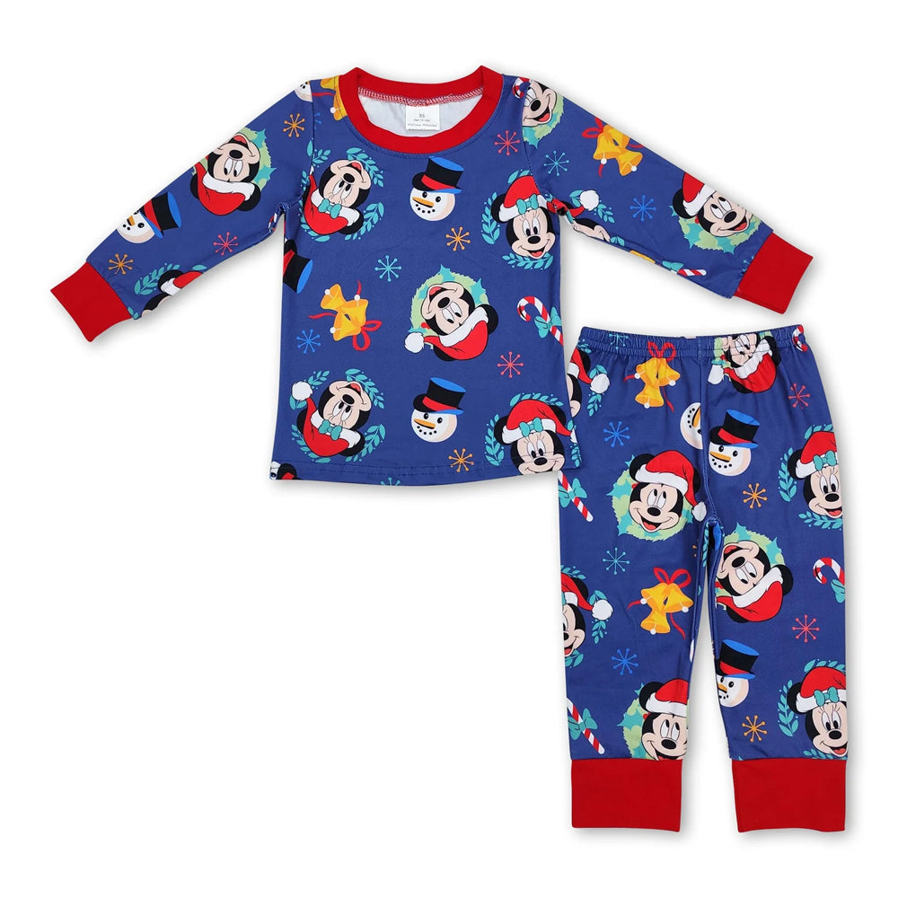 RTS NO MOQ Sibling milk silk Cute Clothes Baby Boys Cute Christmas Print Top Pants Holiday Pajamas Sets
