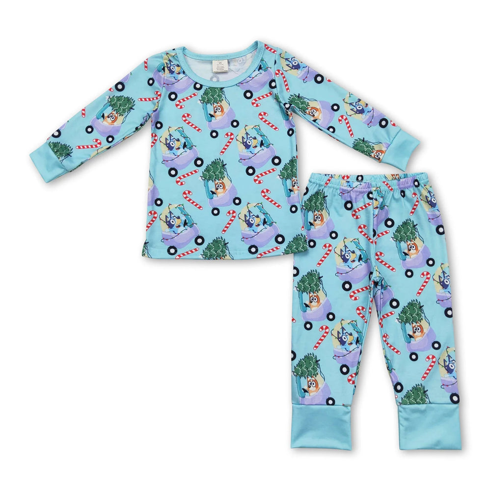 RTS NO MOQ Sibling milk silk Cute Clothes  Baby Boys Christmas Long Sleeve Top Elastic Waist Pants  Two Piece Pajamas Sets