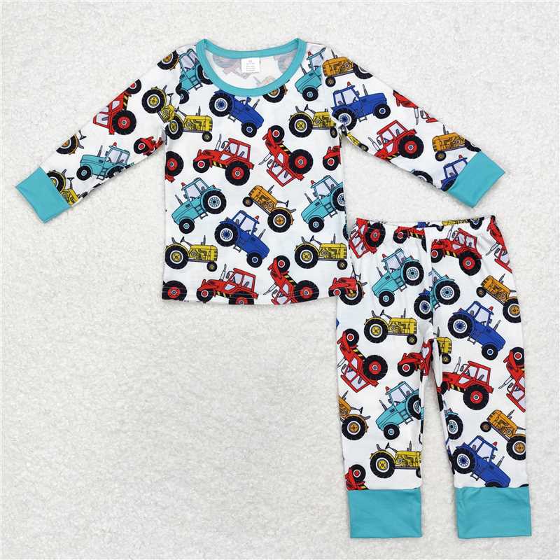 RTS NO MOQ baby Girls Clothes tractor long sleeve pant Sets and romper