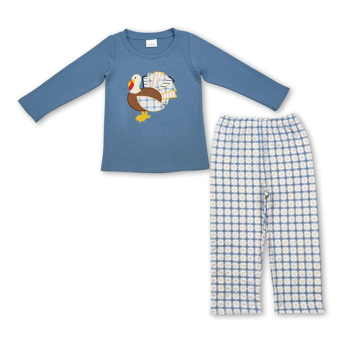 RTS NO MOQ Sibling Baby girls boy clothes Embroidery turkey long sleeved trousers suit & romper