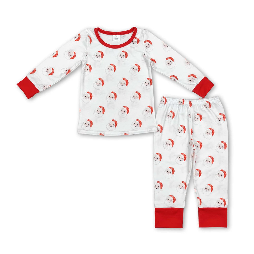 RTS NO MOQ Sibling milk silk Baby Boys Santa Christmas Print Top Pants Holiday Pajamas Sets