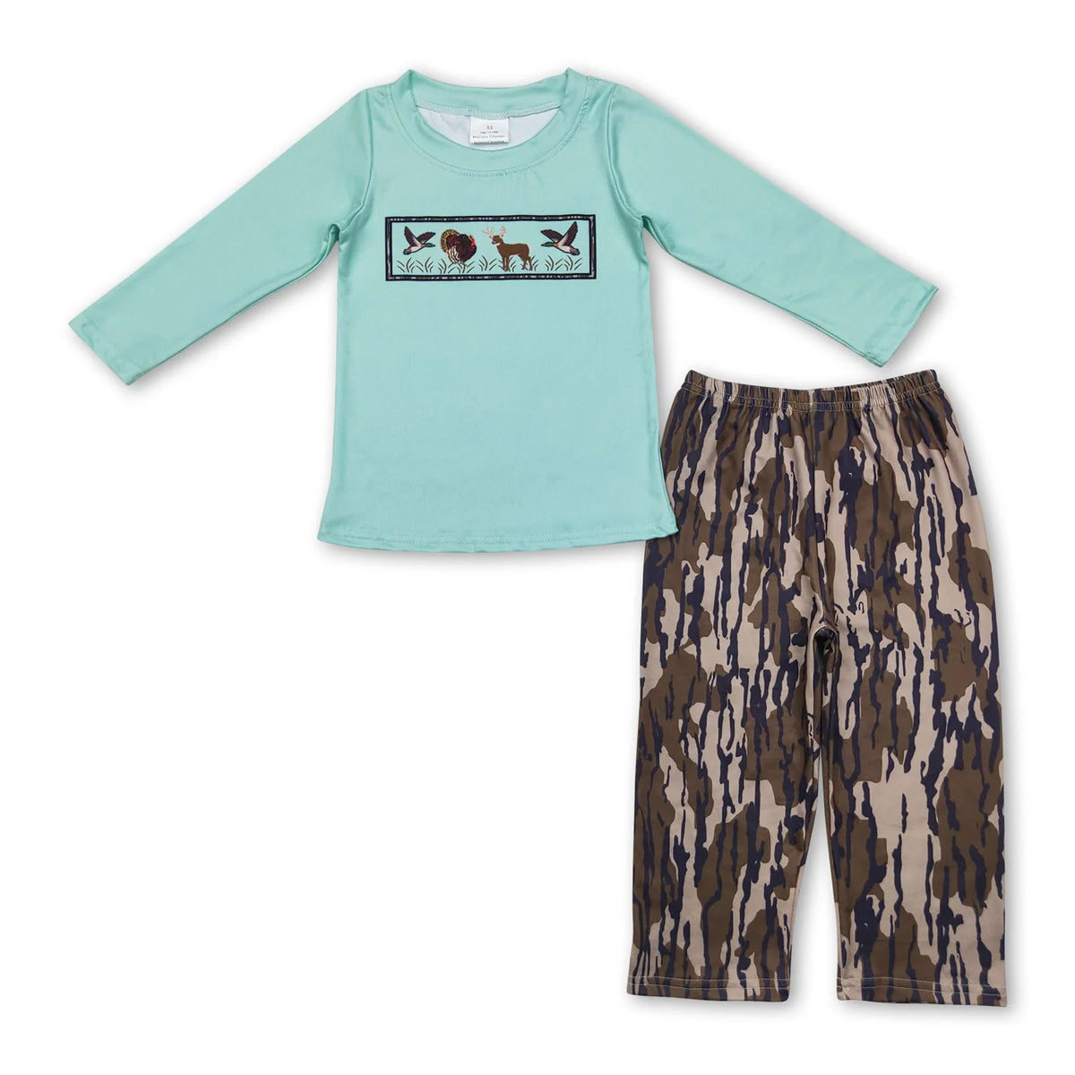 RTS NO MOQ Sibling baby boy clothes deer camouflage long sleeve pants Sets