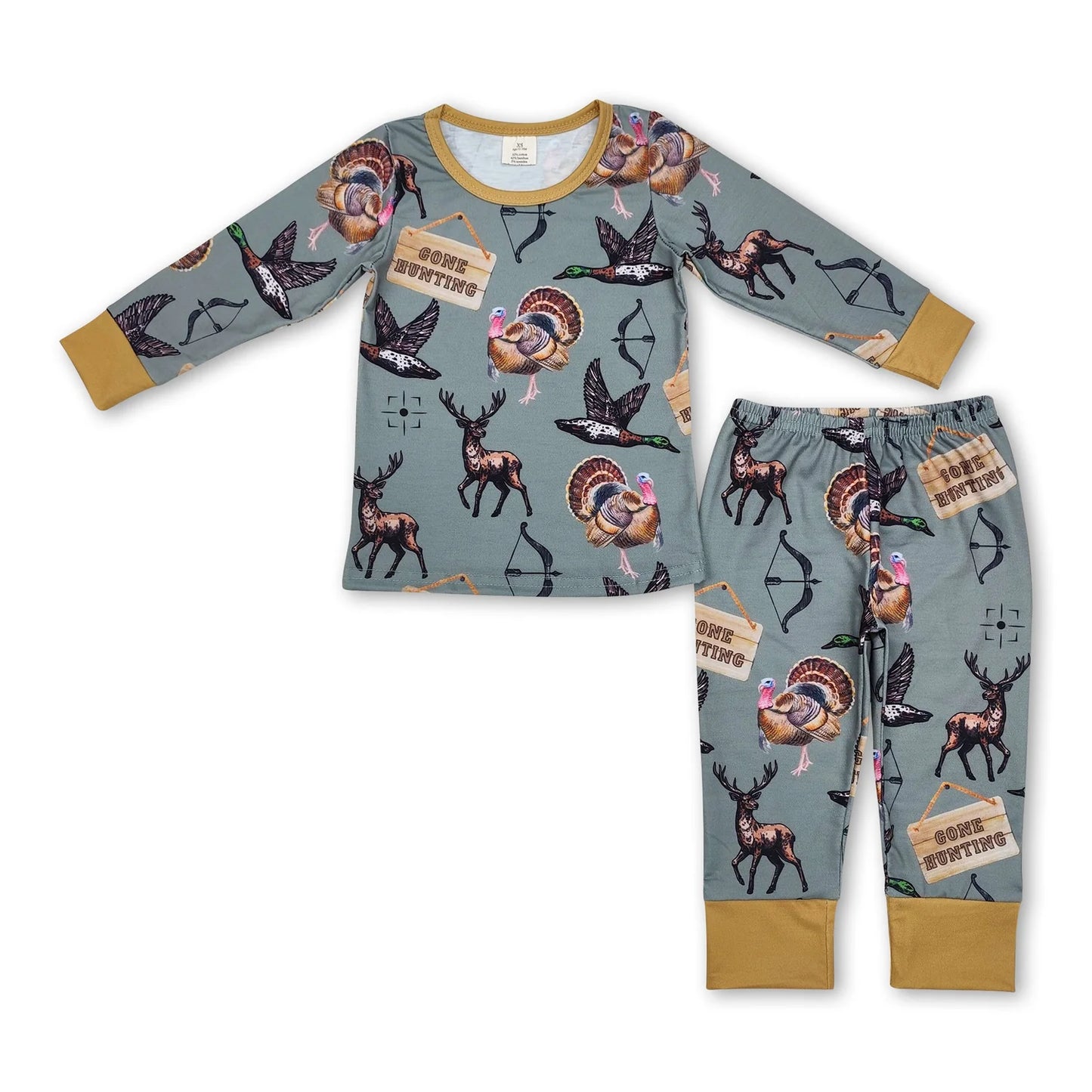 RTS NO MOQ Sibling milk silk Baby Thanksgiving Turkey Pie Print Top Ruffle Pants Two Piece Pajamas Clothes Sets