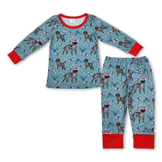 RTS NO MOQ Sibling milk silk Baby Boys Bamboo Fabric Checkered Christmas Shelf Print Pajama Sets
