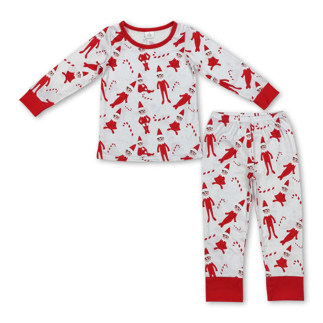 RTS NO MOQ Sibling milk silk Baby Boys Festive Christmas Bamboo Sleepwear Sets