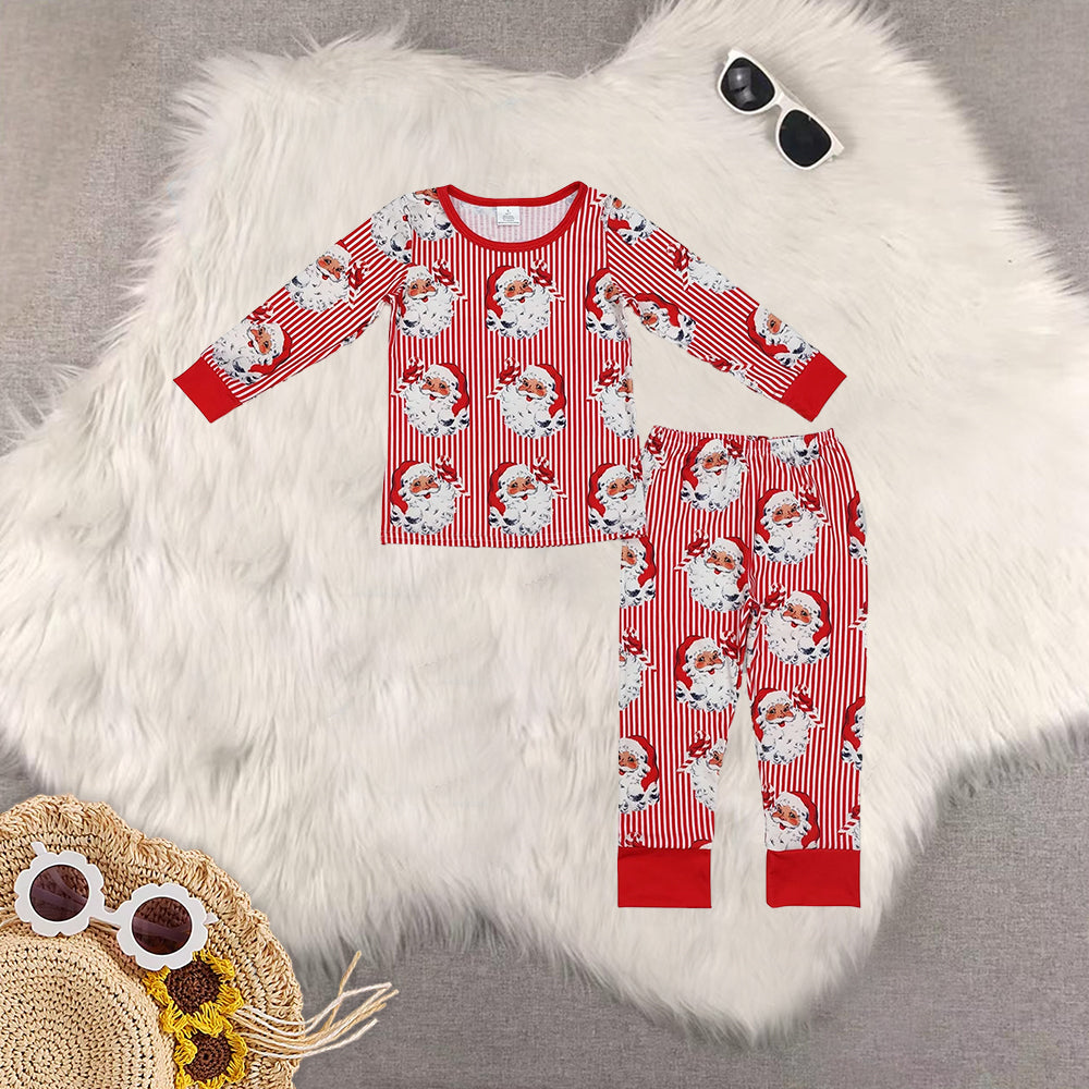 RTS NO MOQ Sibling Baby Girls boys modal Christmas trees Long Sleeve Pants Set