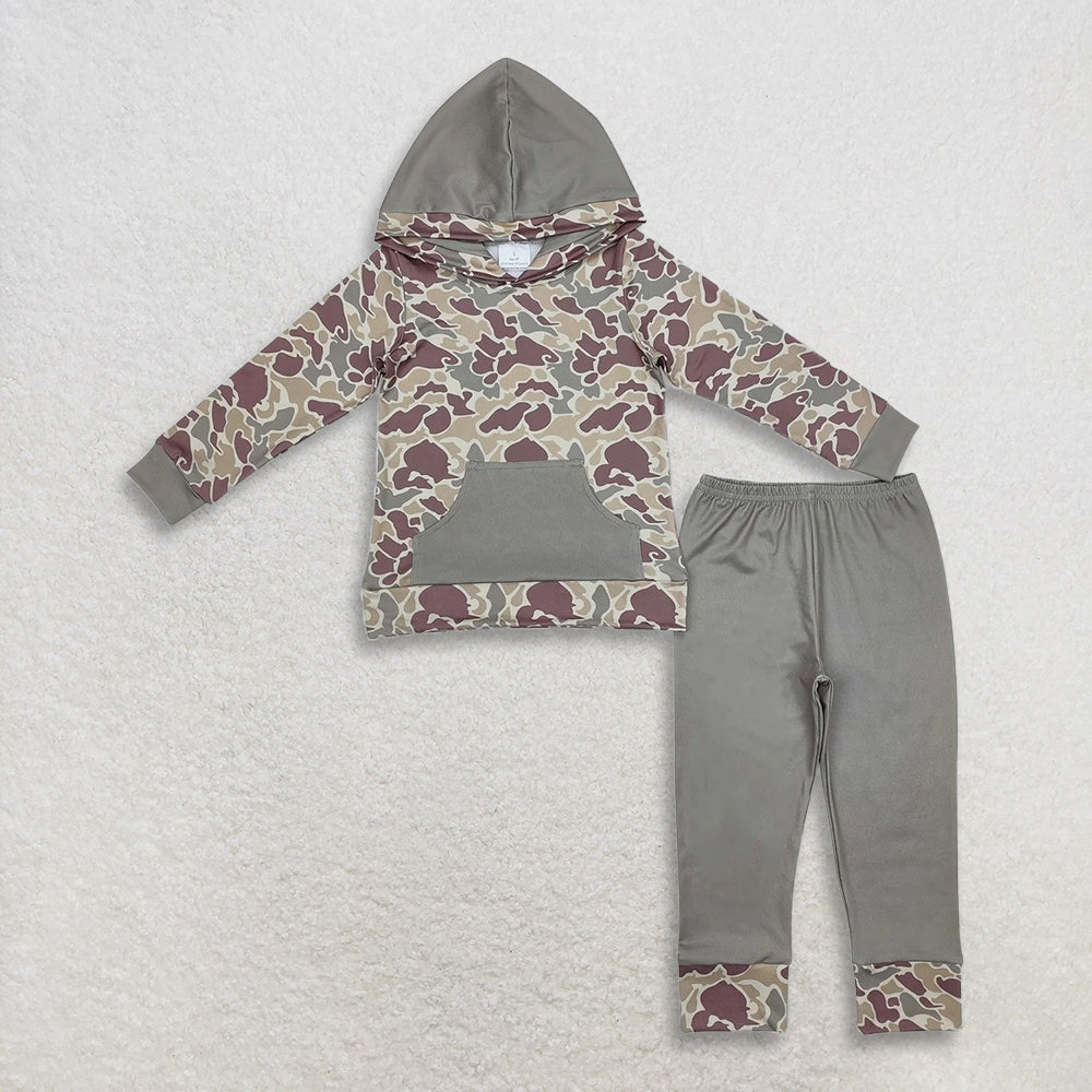 RTS NO MOQ Sibling Baby Boys clothes Camo Hooded Top Pants Clothes Sets