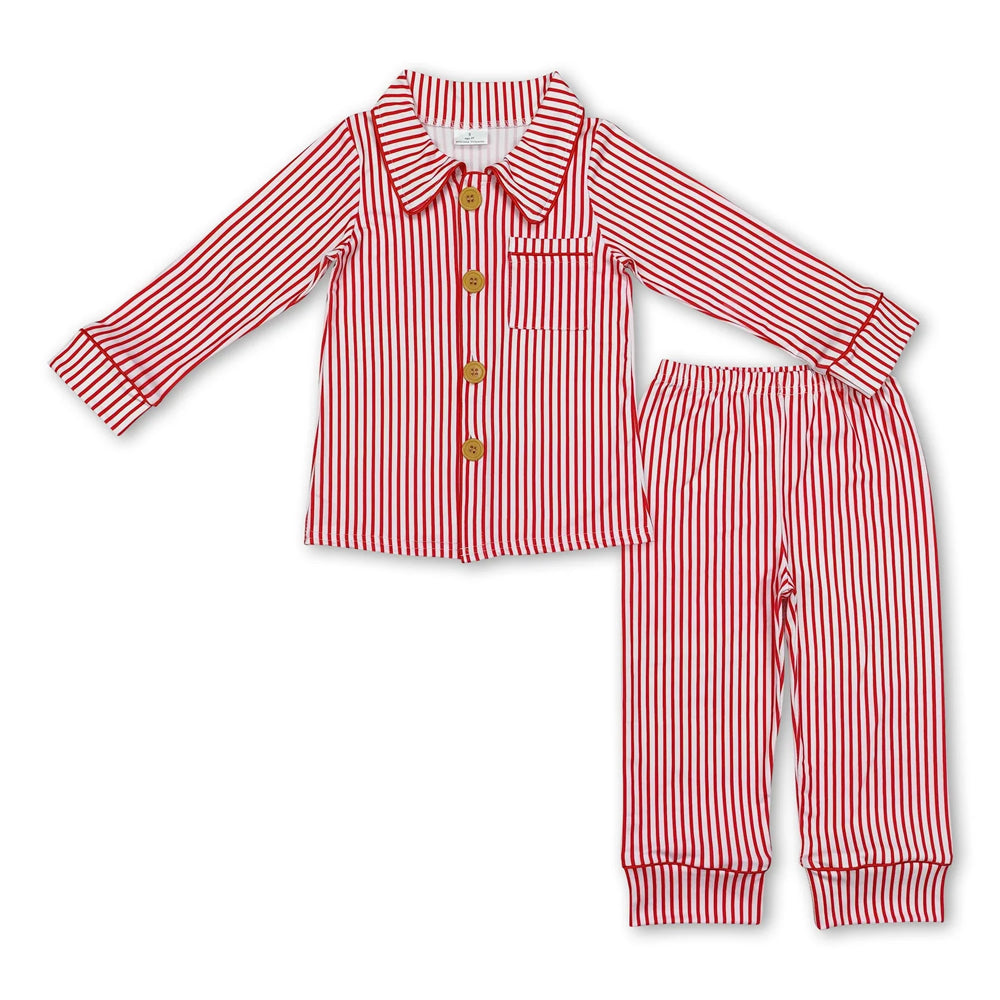 RTS NO MOQ Sibling milk silk Baby Boys Christmas Farm  Button Up Top  Pants Sleep Matching Outfits