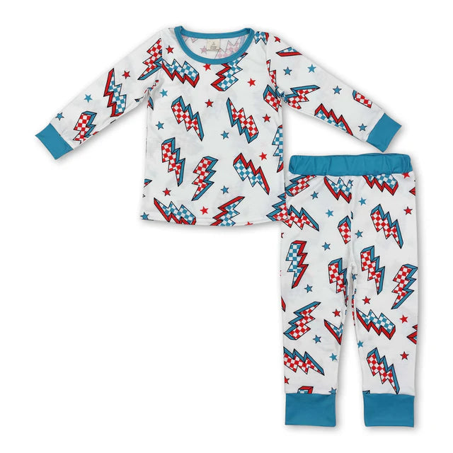 RTS NO MOQ Sibling milk silk Baby Boys Festive Christmas Bamboo Sleepwear Sets