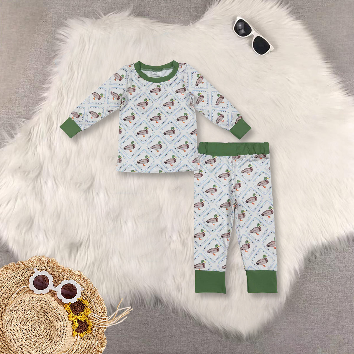 RTS NO MOQ Sibling Baby boy clothes duck long-sleeved trousers suit & romper
