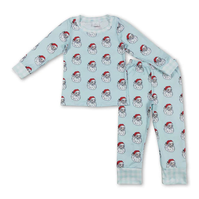 RTS NO MOQ Sibling milk silk Baby Boys Cute Red Gingerbread And Candy Cane Print Christmas Pajama Set