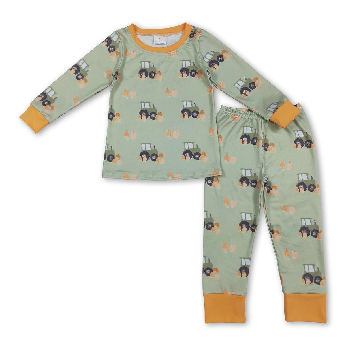 RTS NO MOQ Sibling milk silk Baby Boys Girls Pumpkins Trucks Long Sleeve Top Pants Pajamas Sets Rompers