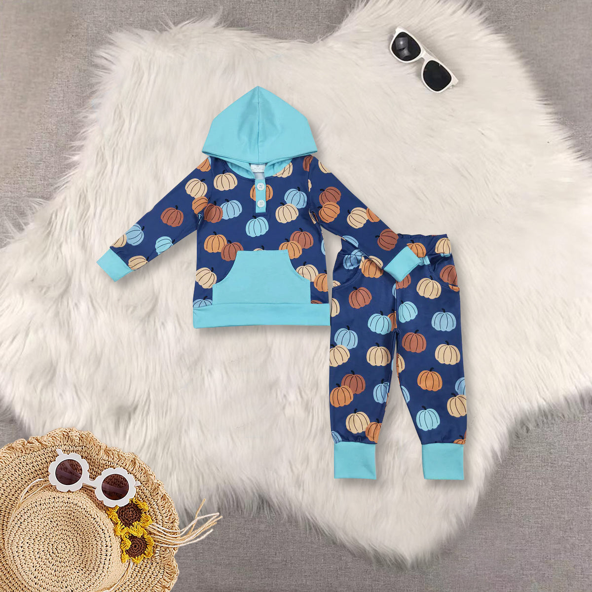 RTS NO MOQ Sibling baby boy clothes hooded long-sleeved trousers sets