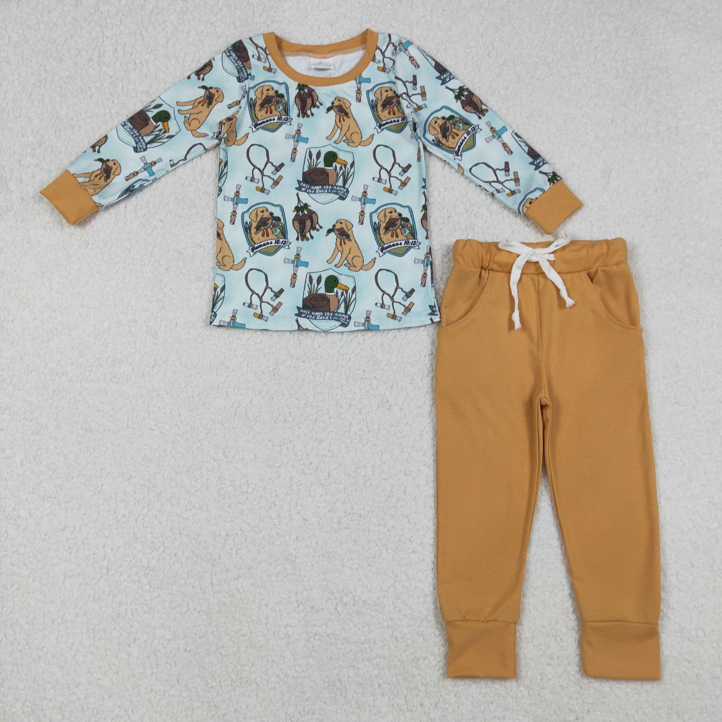 RTS NO MOQ Sibling Baby boy clothes Christmas dinosaur long-sleeved trousers pajamas suits