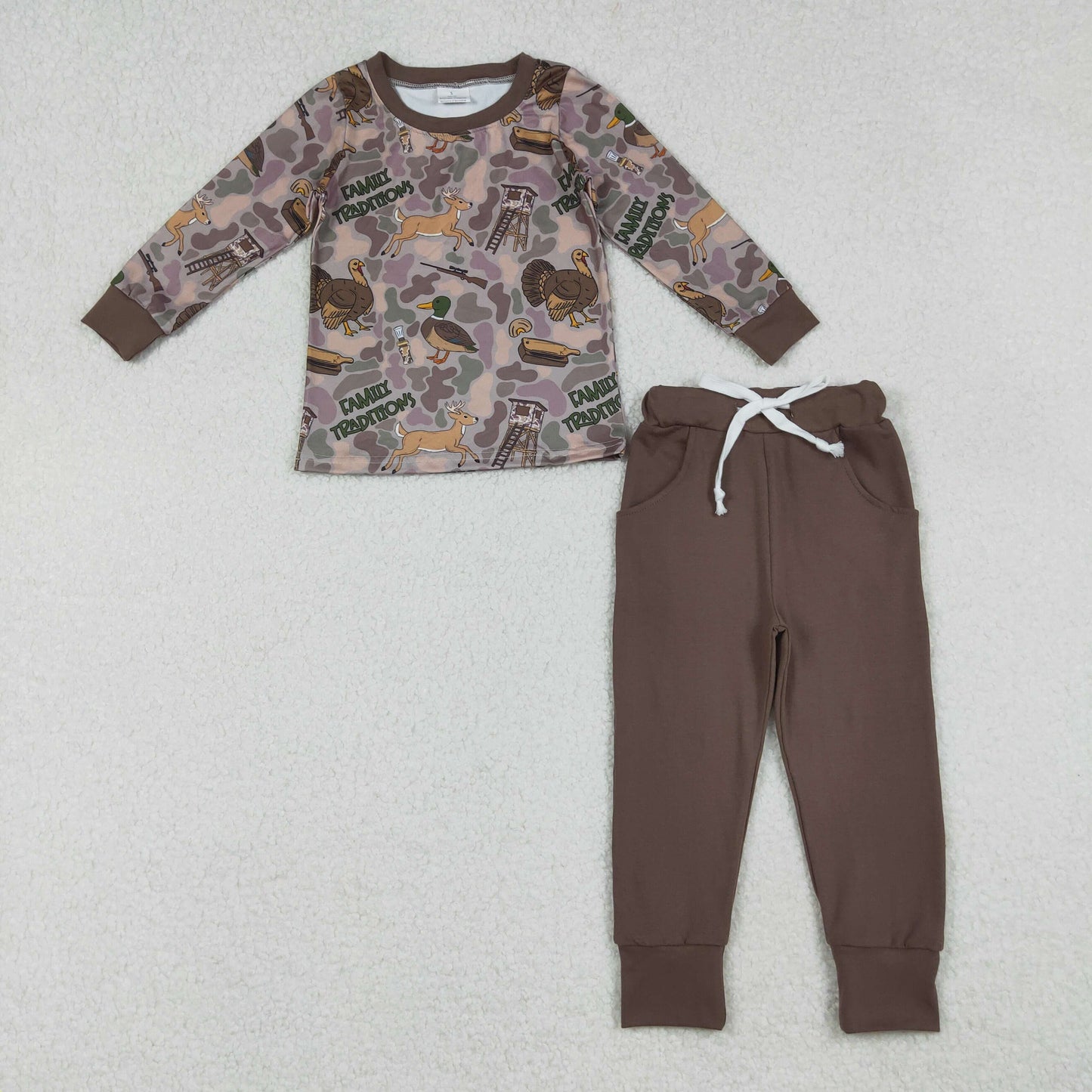RTS NO MOQ Sibling Baby boys clothes duck camouflage long sleeve pants sets and rompers