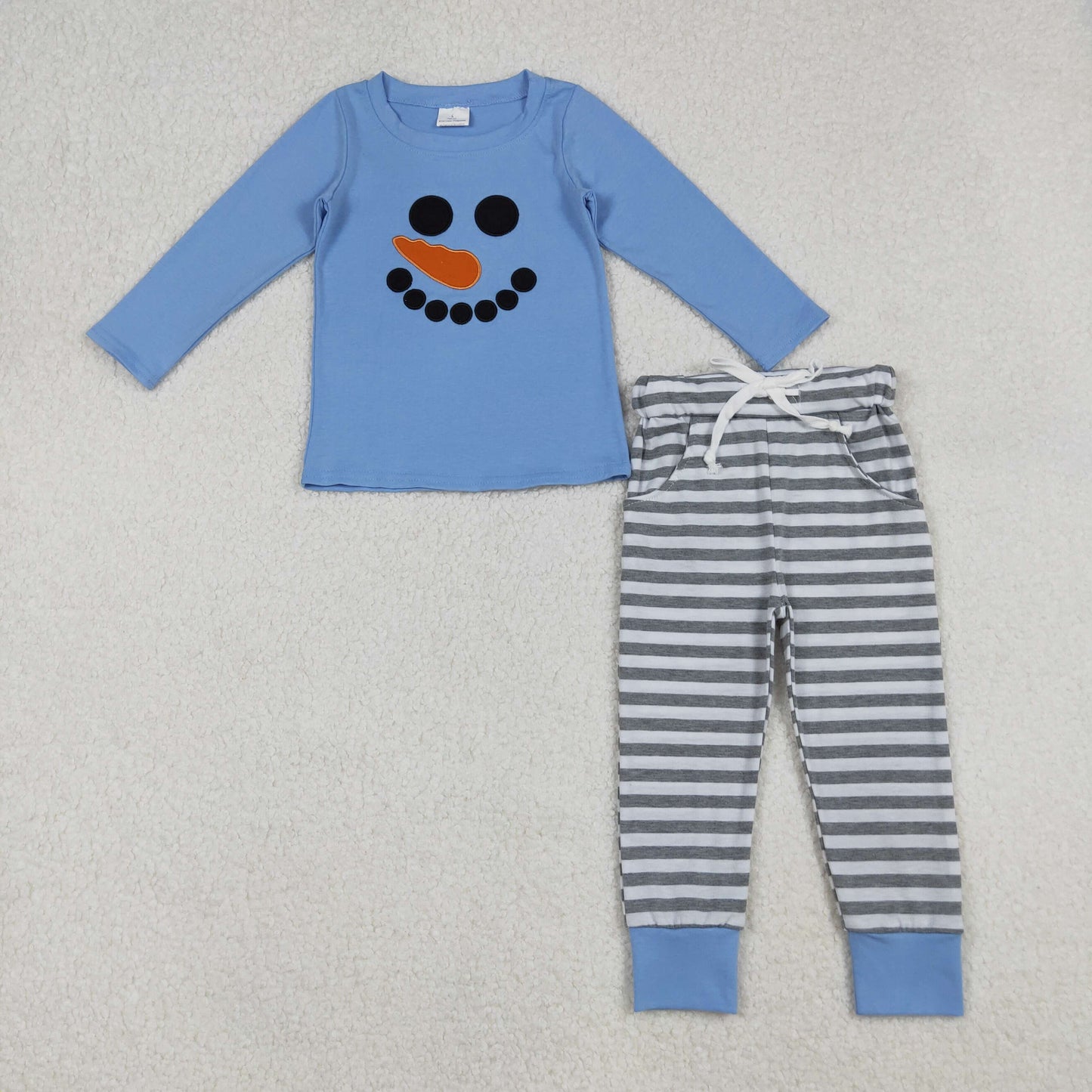 RTS NO MOQ Sibling Baby girls boy clothes embroidery Christmas long-sleeved trousers suits