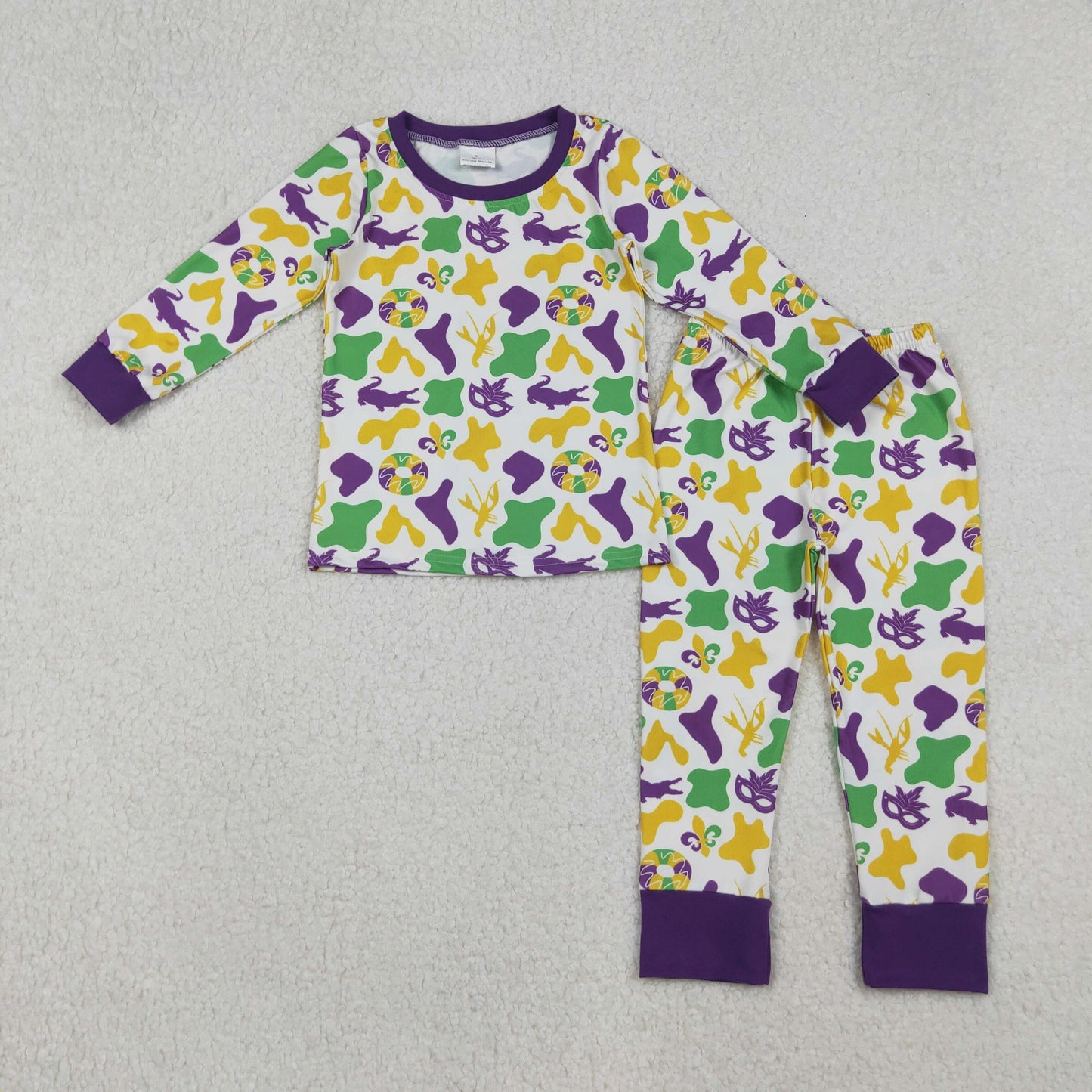 12/18m-7/8t RTS NO MOQ Sibling Baby boys clothes mardi gras long sleeve pants sets and rompers
